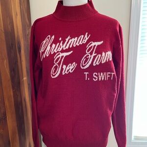 Taylor Swift Christmas Tree Farm Festive Red mock Turtleneck Sweater